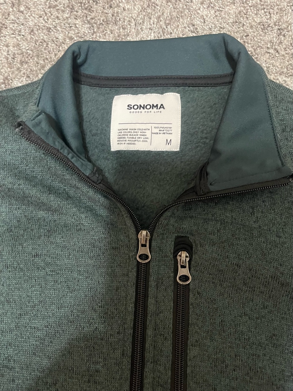Sonoma Forest Green Full-Zip Men's Sweater Jacket - Picture 2 of 3
